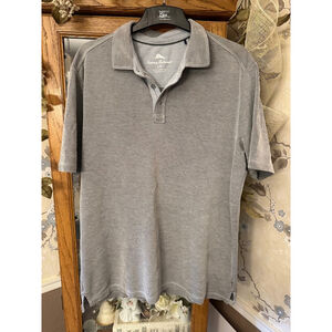 Tommy Bahama Polo Mens Large Gray Shirt Short Sleeve‎ Casual Golf Lightweight